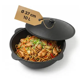 4big.fun NAMANGAN Gusseisen Kasan 10L Deckel Kazan WOK Kessel BBQ