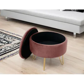 Akord Pouf aus Samt 38 x 33 x 38 cm Grau/Pink/Rosa