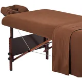 MASTER MASSAGE EQUIPMENT Master Massage Flanell 3er Set Überzug Spanntuch, Laken, Kopfkissenüberzug für Massageliege Salon Baumwolle - Braun