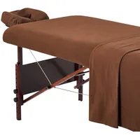 MASTER MASSAGE EQUIPMENT Master Massage Flanell 3er Set Überzug Spanntuch, Laken, Kopfkissenüberzug für Massageliege Salon Baumwolle - Braun