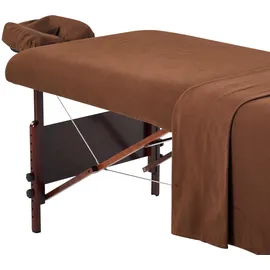 MASTER MASSAGE EQUIPMENT Master Massage Flanell 3er Set Überzug Spanntuch, Laken, Kopfkissenüberzug für Massageliege Salon Baumwolle - Braun