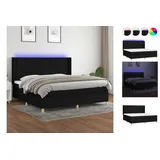 vidaXL Boxspringbett mit Matratze & LED Schwarz 200x200 cm Stoff