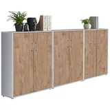 BMG Möbel Aktenschrank Office Edition Set 99 (Schrank-Set, 3 teilig bestehend aus 3x Aktenschrank) abschließbar, Fronten Hochglanz lackiert oder Matt, Made in Germany grau