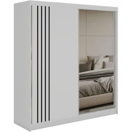 MKS Schiebetürenschrank DIANA 200 x 216 x 61 cm Weiß/Schwarz