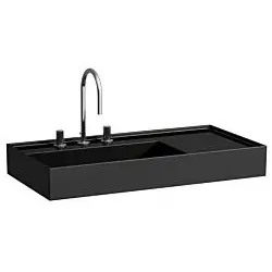 LAUFEN Kartell Waschtisch 8103380201111, 90x46cm, schwarz, Ablage rechts, 1 Hahnloch, Saphirkeramik
