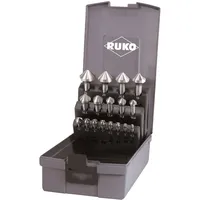Ruko Kegel- und Entgratsenker-Satz DIN 335 Form C 90 Grad HSS in ABS-Kunststoffkassette 17-teilig
