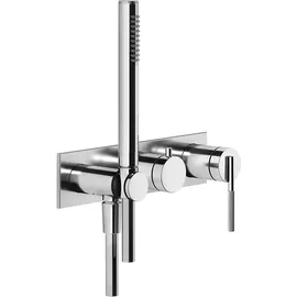 GESSI Ingranaggio Fertigmontageset Einhebelmischer Dusche/Wanne, eckige Platte für Unterputz-Körper, 63543031, Farbe: Chrom