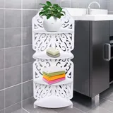 FROPIJ Stehend Eckregal Bad & 4-Etagen Eckregal Badezimmer - Duschregal Ecke, Stabil, Platzsparendes, Ohne Bohren - Dusch Organizer Weiß Kleines Badregal für Dusche, Badezimmer (19x19cm)