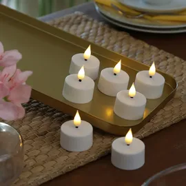 MARELIDA LED Teelichter mit Ladestation wiederaufladbar D: 4cm Flackernd Weiß