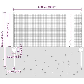 vidaXL Zaun 0,6 x 2500 cm Grau/Stahl
