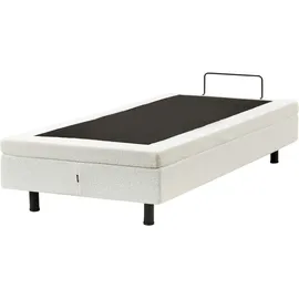 Beliani Verstellbares Bett ohne Kopfteil Bouclé DUKE 90 x 200 cm Cremeweiß
