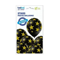 Ballon 30 cm 6 Stück - Black Star