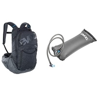 EVOC Unisex - Erwachsene Trail PRO Backpack HYDRATION BLADDER 3L Trinkblase für den Rucksack (16L, Größe: S/M, Rückenprotektor, individuelle Schultergurte), Schwarz/Carbon Grau/Carbon Grau