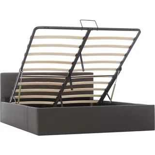 vidaXL Bett mit Bettkasten Hydraulisch Grau Kunstleder 140x200 cm