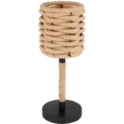 Schreibtisch Leuchte Nachttischlampe Geflecht Hanfseil schwarz natur H 45 cm