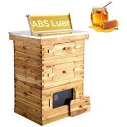 VEVOR Bienenstock, Zander Beute für 30 Rahmen, mit Bienenwachs beschichtetes Holz, 2 tiefe + 1 mittelgroßer Bienenkasten, Langstroth-Bienenstock-Set, transparente Acrylfenster mit Fundamenten