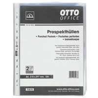 Prospekthüllen A4 genarbt - 100 Stück transparent, OTTO Office Budget, 23.1x30.4 cm
