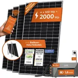 Solarway Solarway® All In One Balkonkraftwerk mit Speicher 2000W komplett Steckdose - 1,6 kWh Anker Solix 2 PRO Speicher - Solaranlage Komplettset - 500W S...