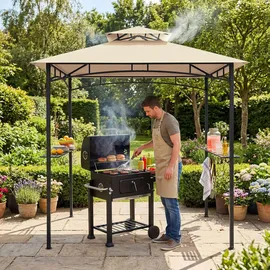 Tectake Grillpavillon 2,4 x 1,5 m Beige/Khaki