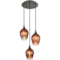 GLOBO Pendelleuchte Hängelampe Deckenleuchte Esszimmer Metall Glas Rot 3-Flammig
