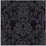 Profhome Barock Tapete Ornament 0,64 m x 10 m 5,33 m2 Schwarz 361663-GU