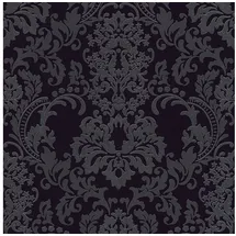 Profhome Barock Tapete Ornament 0,64 m x 10 m 5,33 m2 Schwarz 361663-GU