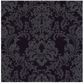 Profhome Barock Tapete Ornament 0,64 m x 10 m 5,33 m2 Schwarz 361663-GU