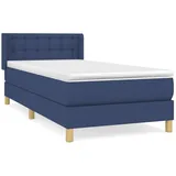 vidaXL Boxspringbett mit Matratze Blau 90x200 cm Stoff