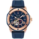 Bulova Herren Automatik Armband-Uhr aus Edelstahl mit Kautschuk Band - Marine Star - 98A227