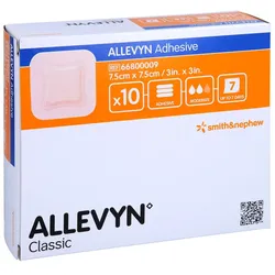 Allevyn Adhesive 7,5x7,5 cm haftende Wun 10 St