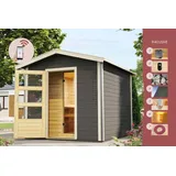 Saunahaus Gartensauna Jonte 1 grau 231x273cm +HUUM WiFi Steuergerät Komplettset