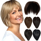 Luxiremi Hair Topper Haarteil Kurze Topper Haare Clip in Haarverlängerungen Kunsthaar Mittelbraun Haartopper für Damen Frauen mit Dünnem Haar