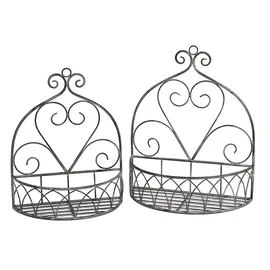 Ambiente Haus Wandregal 2er Set rund 37 x 18 x 45 cm Grau