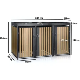 Zelsius Mülltonnenbox 3er 120-240 l grau