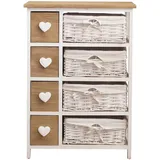Mobili Rebecca Rebecca Kommode, 4 Schubladen 4 Rattankörbe Hholz Braun 71x51x30