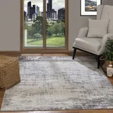 livabliss Kampen Wohnzimmer modern – Abstrakt Design in Marmor Optik für Wohnzimmer 160x216 cm, Esszimmer, Schlafzimmer - Marmor groß, weicher Kurzflor in Grau und Elfenbein