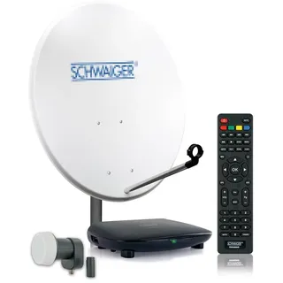 Schwaiger SAT8140HD SAT-Antenne (72 cm, Stahl, Single LNB, hellgrau) grau