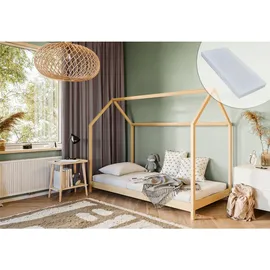 Kids Collective Hausbett 90 x 200 cm Kiefer massiv braun
