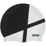 Arena Icons Team-Streifen-Badekappe, Unisex, Silikon, für Damen und Herren, intensives Training, Rennen, bequem, rutschfest, Langhaar, Diamant/Schwarz/Weiß