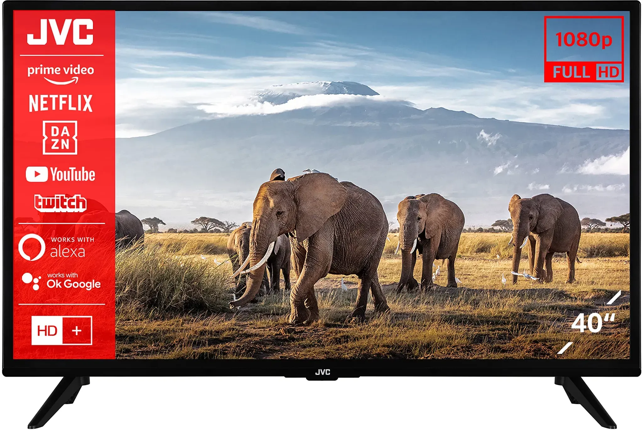 JVC LT-40VF3056 40 Zoll Fernseher/Smart TV (Full HD, HDR, Triple-Tuner) - Inkl. 6 Monate HD+ [2023], Schwarz