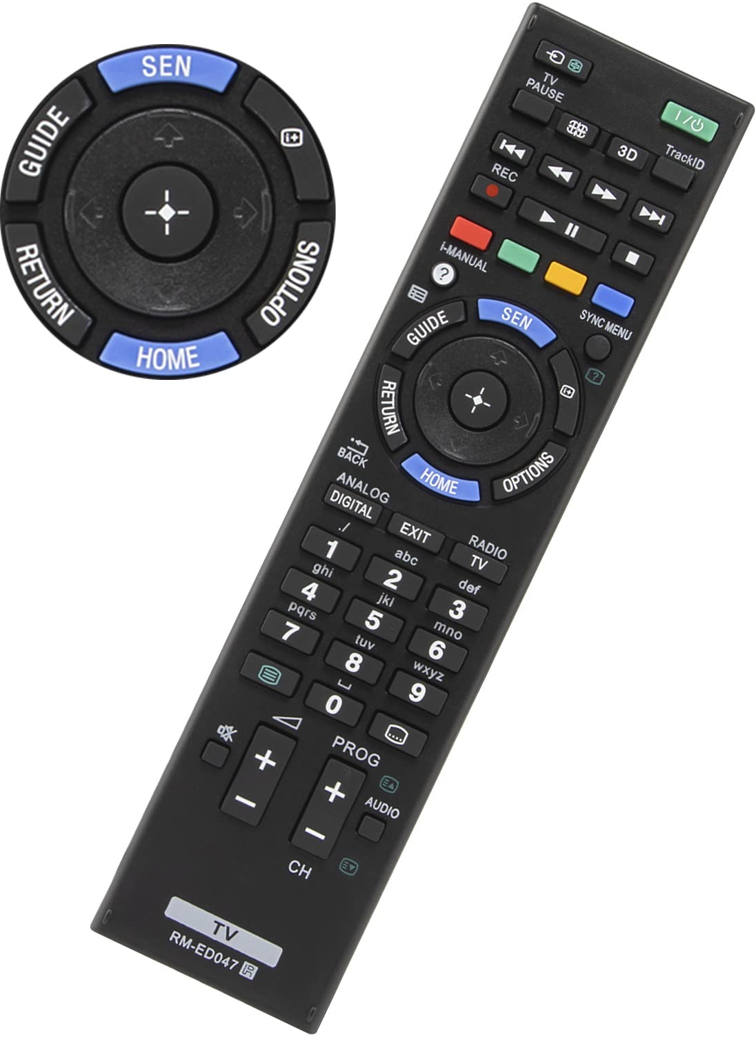 Universal-Ersatz für Sony Bravia TV Fernbedienung, YiBiChin RM-ED047 Kompatibel mit Sony Smart TV Fernbedienung RM-YD103 RM-ED050 RM-ED052 RM-ED053 RM-ED060 RM-ED061, kein Setup erforderlich