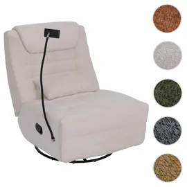 Mendler Relaxsessel HWC-P92 Chenille 82 x 96 x 82 cm creme-weiß drehbar mit Kippfunktion