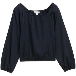 TOM TAILOR Mädchen Cropped Bluse mit Struktur, blau, Uni, Gr. 128