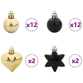vidaXL Weihnachtskugel-Set 40 pcs Schwarz und Gold Kunststoff