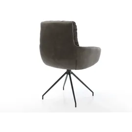 DeLife Esszimmerstuhl Abelia-Flex mit Armlehnen Mikrofaser Anthrazit Vintage Kreuzgestell konisch Schwarz,