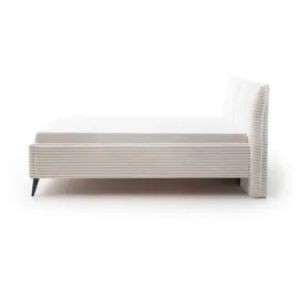 Meise Möbel Matera Polsterbett inkl. Bettkasten hellbeige mit schwarzen Metallfuß - Weiß