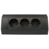 kalb Material für Möbel kalb Ecksteckdose 3-fach Steckdosenleiste, Unterbau- / Aufsatz-Steckdose, 1m Anschlusskabel mit EU-Stecker, schwarz