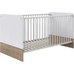 Babybett WIMEX "Fehmarn unkompliziertes Umbauen zum Juniorbett möglich", weiß (weiß, absetzung viking oak nachbildung), B:80cm H:85cm T:143cm, Spanplatte, Babybetten, Kinderbett Sprossenbett mit Rollrost