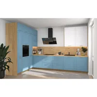 Feldmann-Wohnen L-Form, Blau, Metall, L-Form, 347x243x202 cm, Küchen, Küchenzeilen & Küchenblöcke, Küchenzeilen ohne Geräte