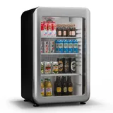 Getränkekühlschrank Glastür Minibar Bierkühlschrank Retro-Design LED 93 L silber